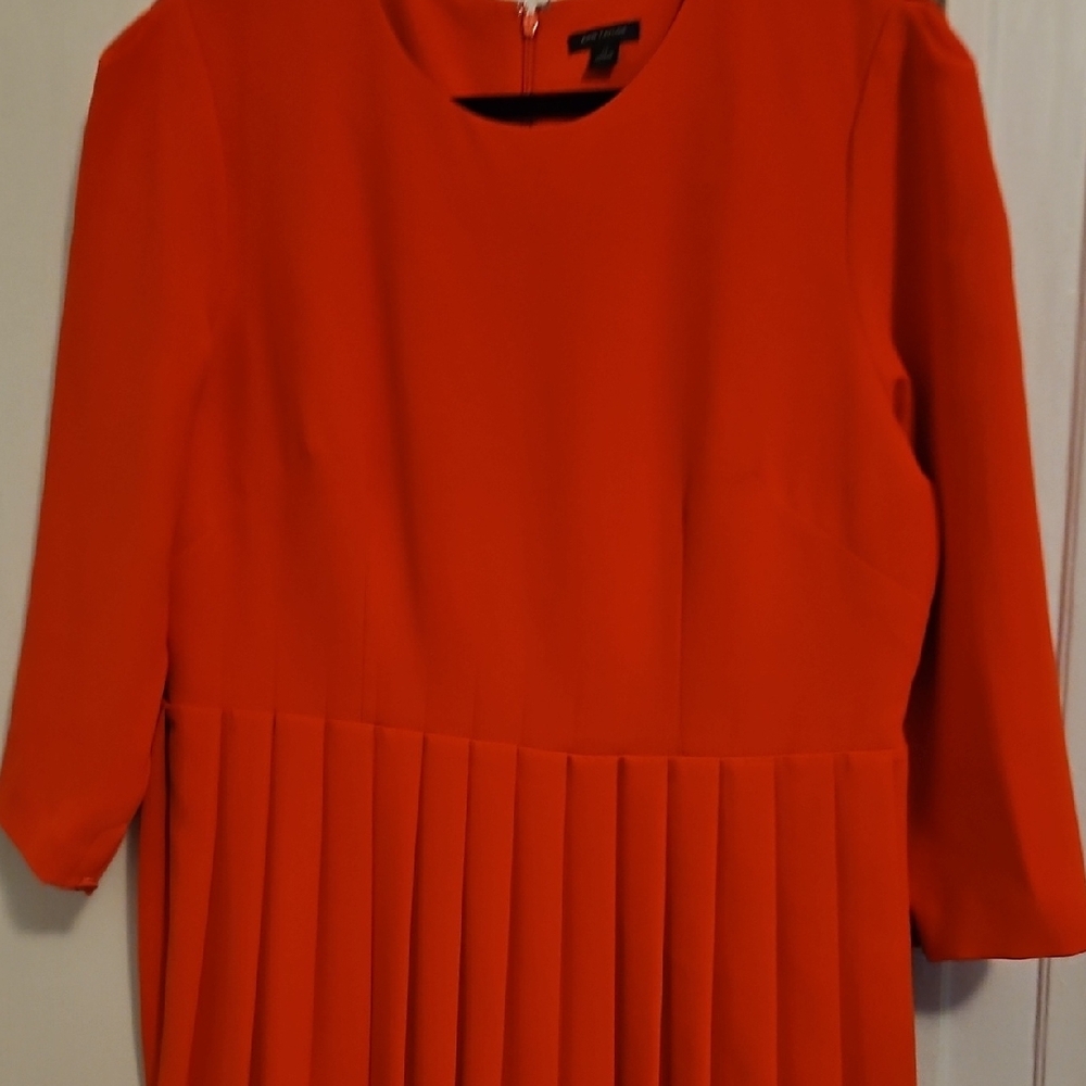 Vibrant Orange Pleated Dress